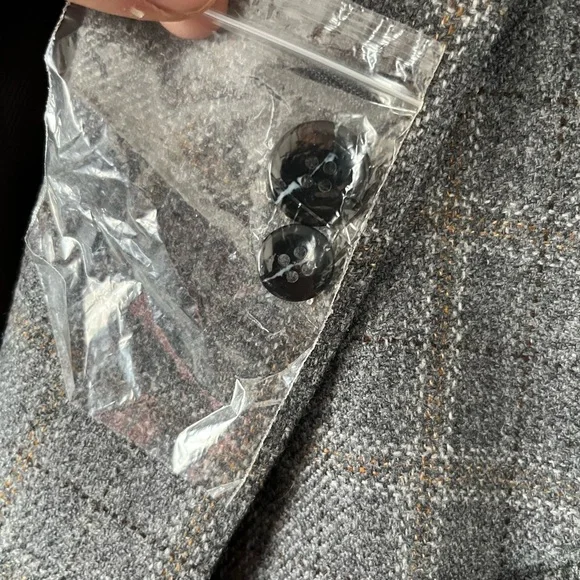 Baroni Menswear Wool 2 Button Gray Checkered Men's Blazer - Picture 7 of 16